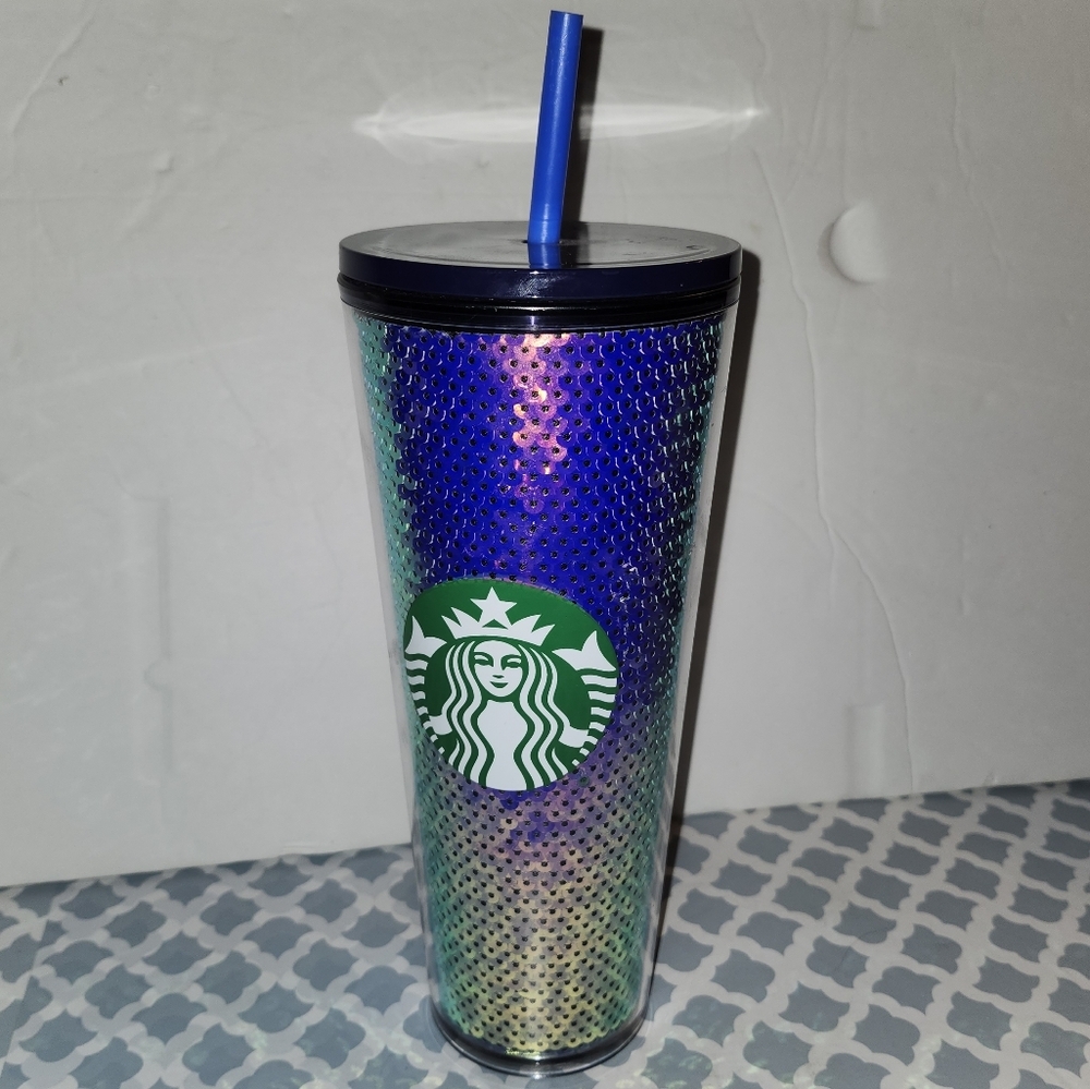Starbucks 2020 Purple Sequin Glitter Cold Cup Tumbler Venti - 24oz. NWT